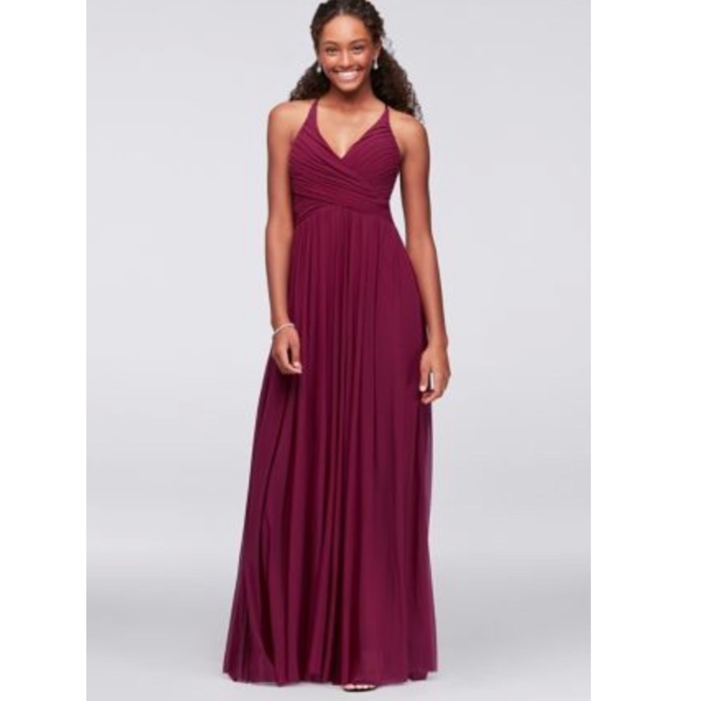NWOT Davids Bridal Maroon Chiffon Bridesmaid Dress